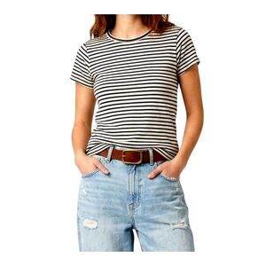 Jungmaven Hemp Cotton Cream Navy Stripe Tee XS Made in USA Sustainable Soft Top